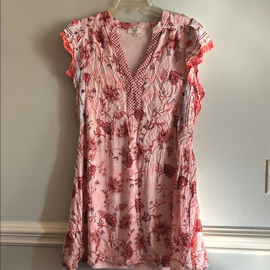 Entro Red And White Floral Midi Dress